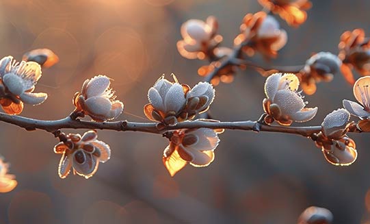 Jahreszeit Frühling: Ast mit Blüten