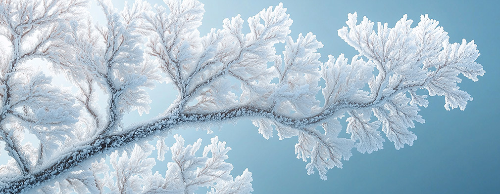 Jahreszeit Winter: Ast mit Eis